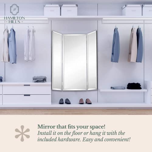 Hamilton Hills 40x40 inch Silver Trifold Mirror Full Length Framed