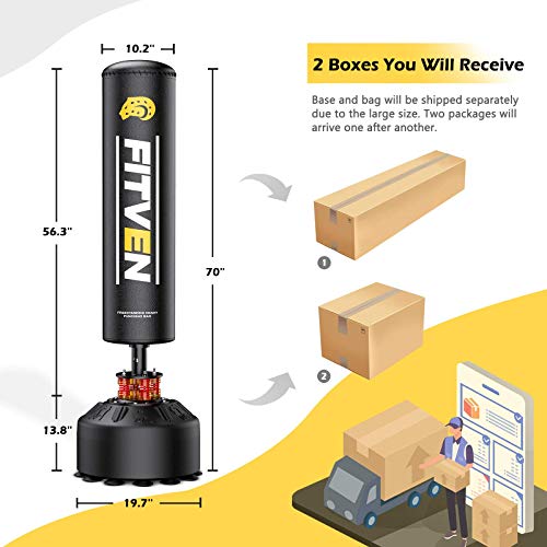 FITVEN Freestanding Punching Bag 70''205lbs with Boxing Gloves Heavy