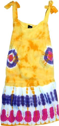 Girl's Yellow Tye-Dye Dress with Tie Strap, Size 5