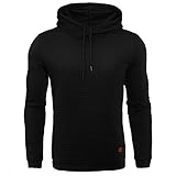 Jinshida Men's Square Pattern Quilted Hoodie Sweatshirt