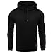 HEQU Men's Casual Funnel Neck Square Pattern Quilted Hoodie Pullover Sweatshirt Black L