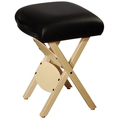 Master Massage Tables Lightweight Wooden Handy Folding Massage Stool, Black