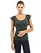 PattyBoutik Women Scoop Neck Flutter Tank Top (Dark Green Medium)