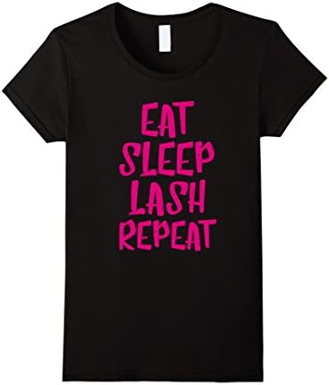 Women's Eat Sleep Lash Repeat  T-Shirt Large Black