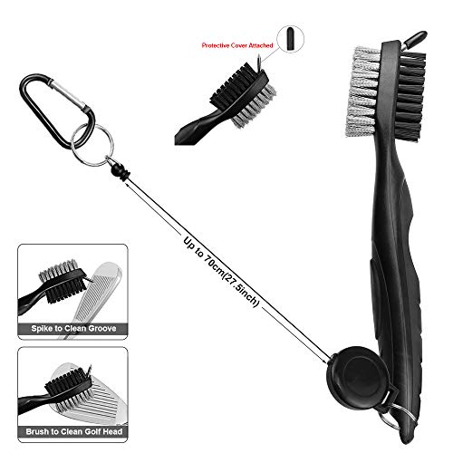 Yotako 2 Pack Microfiber Golf Towel for Golf Bags with Clip,Club Groove Cleaner Brush,Golf Divot Repair Tool with Ball Marker and Pull Apart Key Ring-Golf Accessories