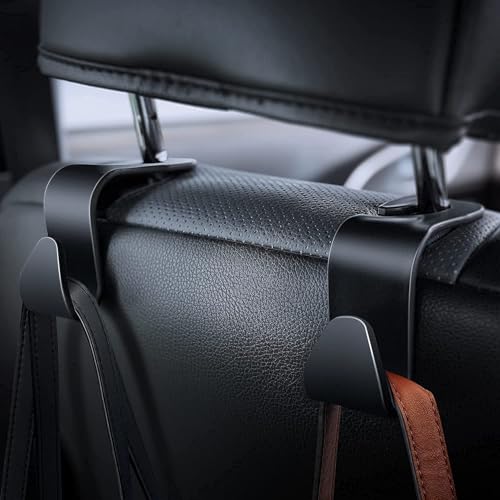 TEKCOOL Backseat Headrest Hook, 4 Pcs Plastic Hanging Storage Holder, Car Organiser, Space Saving, Suitable for All Cars, Black 2