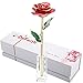 DEFAITH 24K Gold Dipped Real Rose Gifts, Great Wedding Anniversary Valentines Day Love Gift for Her Wife Girlfriend Spouse, with Stand (Red w/Crystal 2)