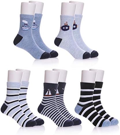 NOVCO Kids Girls Boys Socks Fashion Cute Animal Patterns Cotton Crew Socks 5 Pairs