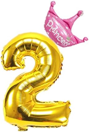 32 Inch Gold Number Crown Foil Balloons Birthday Party Foil Balloon Decoration pink2