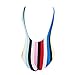 Bikini Factory Women One Piece Colorful Stripe High Cut Backless Bikini Swimsuit