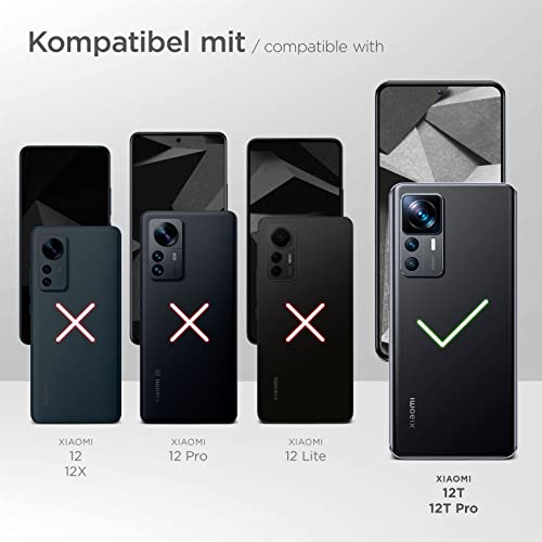 moex Funda para Xiaomi 12T / 12T Pro Funda Plegable con Ranura para Tarjetas, Funda de Piel Vegana, Funda con Tapa para Insertar, Protección 360 Grados Funda Flip Case para Teléfono Móvil - Negro