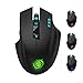 SROCKER C10s 2.4GHz Wireless Silent Click Gaming Mouse/Mice Soundless Mouse with Nano USB Receiver, 3 Adjustable DPI, 6 Buttons and Four-color Luminous LED for PC and Mac(Black)