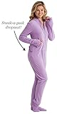 Purple Fleece Hoodie-Footie Dropseat One Piece Pajama for Women