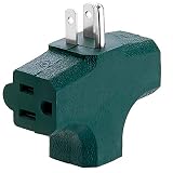 Katzco 3 Way T Straight Shaped with Plug Locations on the left, Right, and Middle for Behind Furniture - Wall Outlet Splitter Triple Prong Wall Plug Adapter - Green Color - UL Listed, 1 Piece