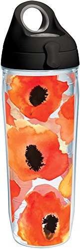 Tervis 1243379 Watercolor Poppy Tumbler with Wrap and Black 