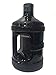AquaNation 1 Gallon BPA FREE Reusable FDA Grade Chemical Free Plastic Drinking Water Big Mouth Bottle Jug Container with Holder Drinking Canteen (Solid Black)