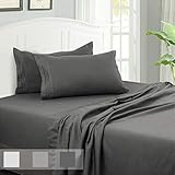 FAIRYLAND Bed Sheet Set Soft Microfiber 4-Piece with 16-Inch Deep Pocket Fitted Sheets Hypoallergenic 1800 Series Wrinkle, Shrink, Fade, Stain Resistant (Queen,Dark Grey)