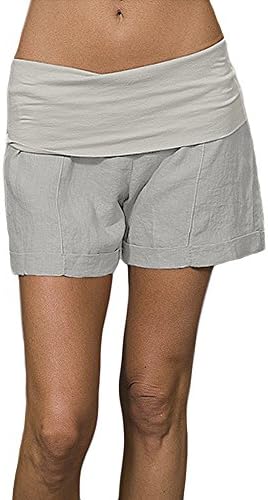 Fresh Laundry Linen Fold Over Shorts (XS, Shale)