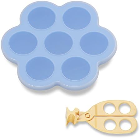 LAKatya Silicone Egg Bites Molds for Instant Pot Accessories - Fits Instant Pot 5,6,8 qt Pressure Cooker, Reusable Storage Container and Freezer Tray with Lid (1, blue) Baby Food Scissor Included