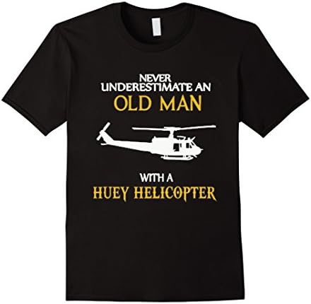 Men's OLD MAN WITH HUEY HELICOPTER Small Black