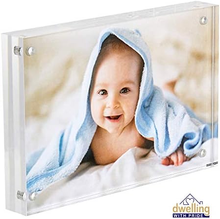 Dwelling With Pride Acrylic Picture Frame 4x6 Inch - Acrylic Photo Frame - Collage Stand for Family Photographs - Clear Picture Frames for Office Desk & Side Table - Wedding Table Décor
