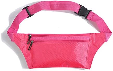 Running Belt Bum Bag Waterproof Fanny Pack Lightweight Adjustable Travel Waist Belt Bag Unisex (Rose Red)