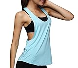 Shawhuaa Womens Basic Loose Low V Neck Racerback Sport Tank Top Medium Blue