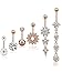 BBTO 6 Pieces 14G Stainless Steel Belly Button Rings Navel Curved Barbell Piercing for Women, 6 Styles (Rose Gold)