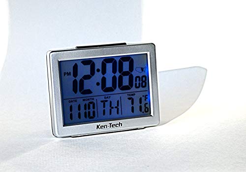 Ken-Tech T-4652 Atomic Radio Controlled LCD A larm Clock, 1.5-Inch, Black Blue Light