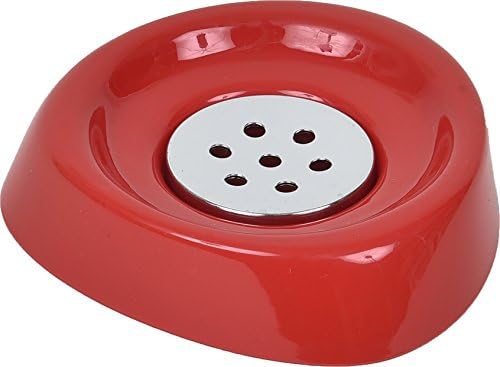 EVIDECO N130 Modern Bathroom Soap Dish Cup Holder with Chrome Tray, Red