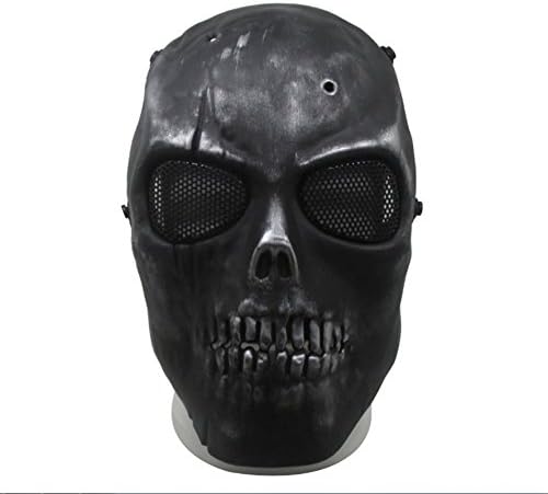 EXOH Useful Army Skull Skeleton BB Gun Full Face Game Protect Safe Mask - Silver Black