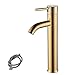 KES cUPC NSF Certified BRASS Faucet Bathroom Sink Brass Single Hole Single Handle Lavatory Faucet Wash Basin Faucet Tap Lead-Free, Titanium Gold, L3100BLF-4