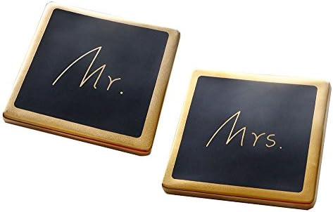 2pcs Ceramics Mr./Mrs. Marbling Geometry Insulation Coasters Cup Mats black