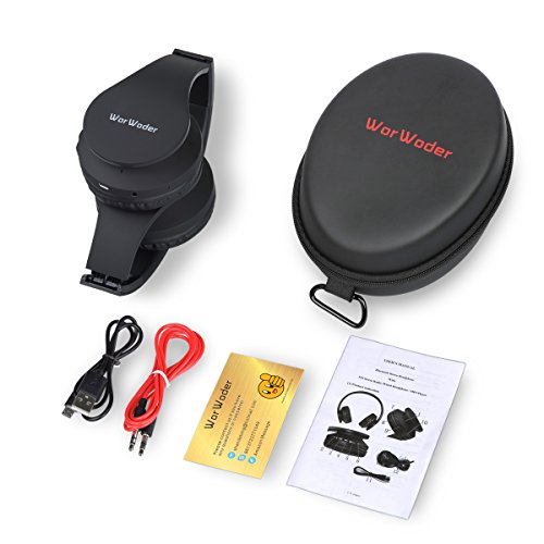 Bluetooth Headphones Over Ear, Wireless Headset Hi-Fi Stereo, Foldable, Soft Memory-Protein Earmuffs, Built-in Mic and Wired Mode for PC Cell Phones TV and Travelling（Black） by WorWoder - Thumbnail 5