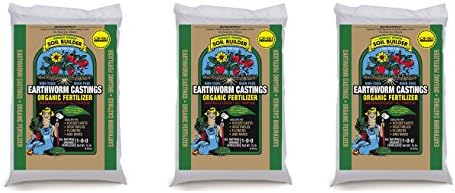 Unco Industries Wiggle Worm Organic Earthworm Castings Fertilizer, YBGPme 3 Pack (15 Pounds)