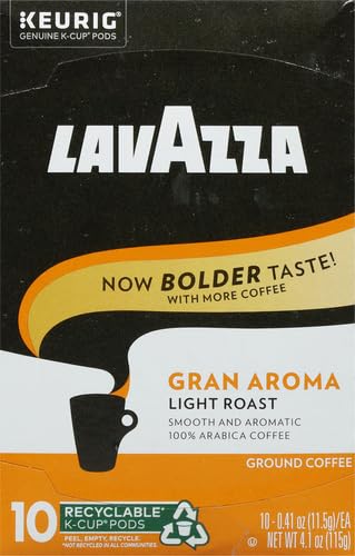 LAVAZZA GRAN AROMA SINGLE-SERVE COFFEE K-CUP® PODS FOR KEURIG BREWER, LIGHT ROAST, 10-COUNT BOXES