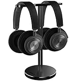 Jokitech Dual Aluminum Headphones Stand Holder - Showcase with Solid Heavy Base and Fits for PS4 Gamer Headsets and All Headphones Black