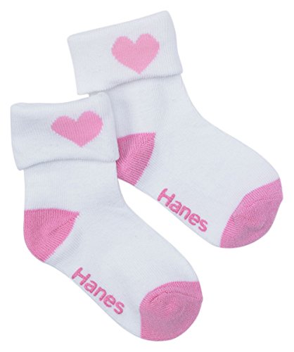 Hanes Girls' Infant Toddler Turn Cuff Socks 6-Pack