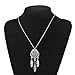 MJartoria Women's Dangling Feather Charms Filigree Tribal Dreamcatcher Pendant Chain Necklace (Silver)