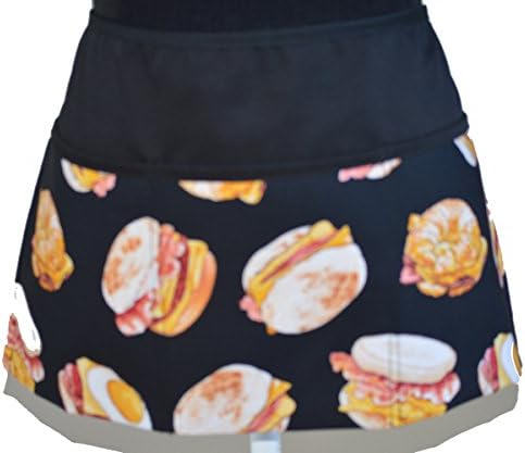3 pockets waist apron kitchen cooking restaurant bistro craft garden half aprons for men bakers servers waitress carftsman waiter belgium waffles breakfast dessert print (black)