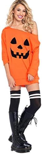 Anxinke Women Sexy Long Sleeve One Shoulder Pumpkin Mini Dress for Halloween