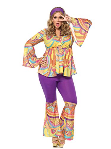 3 PC. Leg Avenue Ladies Plus Size Purple Haze Hippie Costume Set