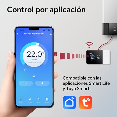 2 Wire WiFi Battery Thermostat for Gas Boilers Control Tuya Thermostat Programmable Daily, Compatible with Google Voice Control and Alexa.W506 3A