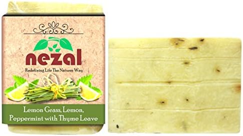 Nezal's Premium Handcrafted Lemongrass, Peppermint, Thyme Leave Herbal Soap - 3.5Oz