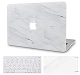 LuvCase 3 in 1 Laptop Case with Keyboard Cover and Screen Protector for MacBook Air 13 Inch (2020/19/18 Release) New Version A1932 with Retina Display (Touch ID) Hard Shell Cover(Silk White Marble)