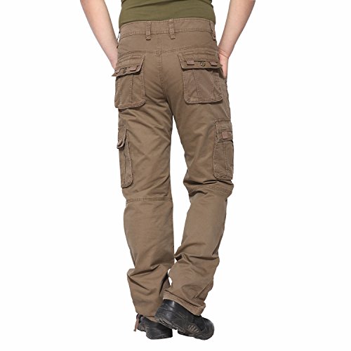 EKLENTSON Men's Cargo Pants Relaxed Fit Cotton Work Pants Multi Pockets Khakis