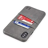 Dockem Exec M2 Wallet Case for iPhone Xs Max: Built-in Invisible Metal Plate, Designed for Magnetic Mounting: Slim Synthetic Leather Card Case with 2 Card Holder Slots: M-Series [Grey]