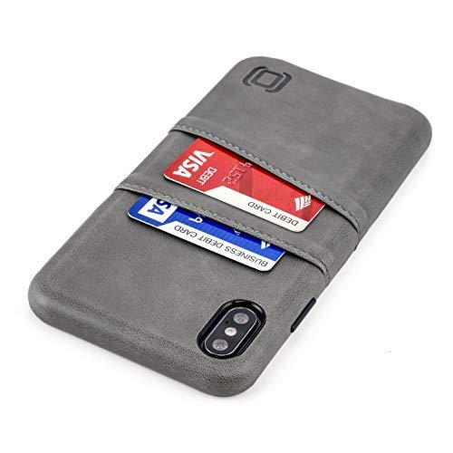 Dockem Exec M2 Wallet Case for iPhone Xs Max: Built-in Invisible Metal Plate, Designed for Magnetic Mounting: Slim Synthetic Leather Card Case with 2 Card Holder Slots: M-Series [Grey]