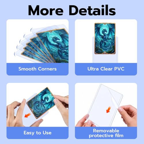 Mcbazel 100 pcs 3 x 4 Inch Toploader Card Sleeves, Plastic Trading Card for Baseball Card, Protective Card Holder for Standard,MTG,YuGiOh,TCG