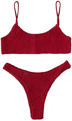 Mumentfienlis Women's Two Piece Solid Color Bikini Swimsuit